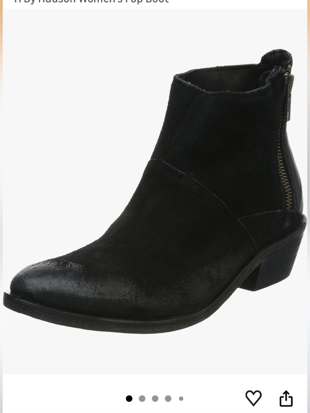 H by Hudson Black Suede Leather Fop zipper Ankle Bootie